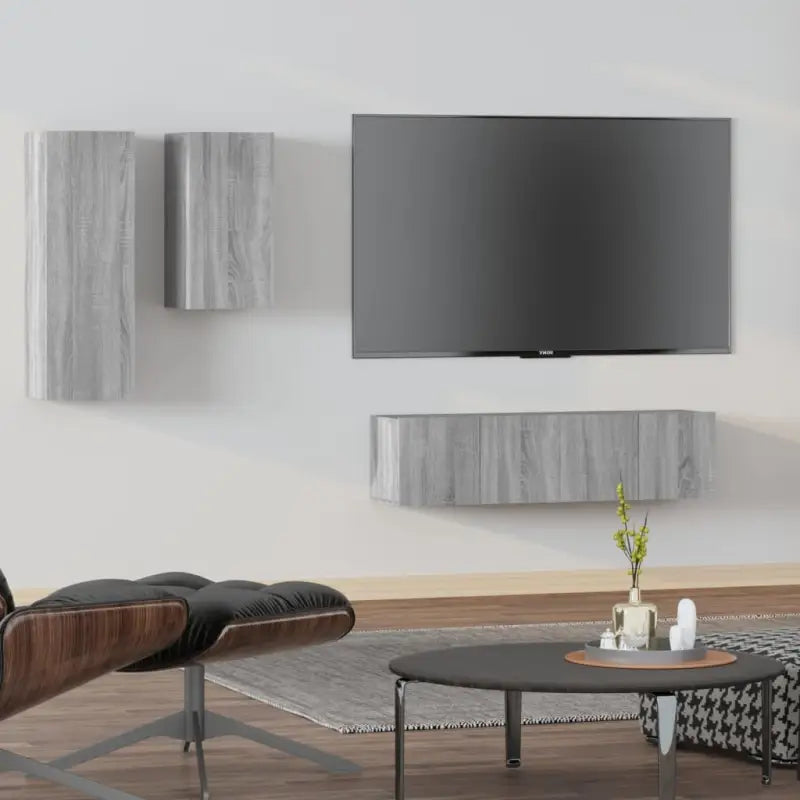 Klassieke TV-meubels van bewerkt hout voor een trendy en stabiel interieur - Grijs sonoma / 4 / 60 cm - Tv-meubels