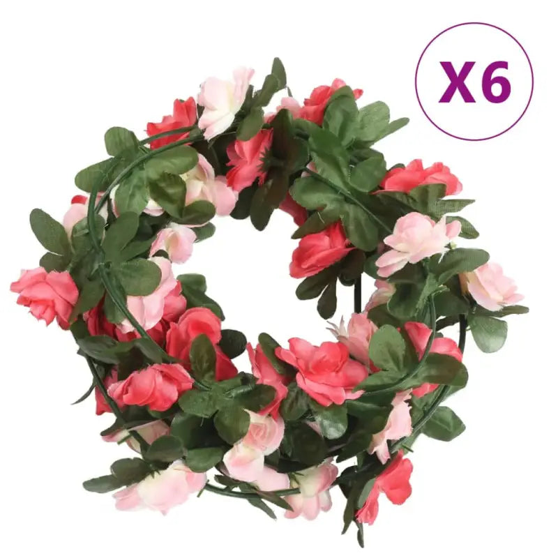 Kransen en Slingers met Bloemen voor een Romantische Kerstsfeer - Roze - Kransen en slingers