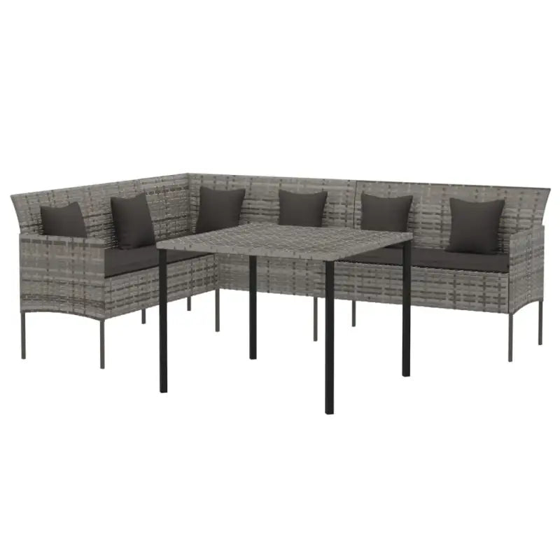 L-vormige bank tuinset met poly rattan en gepoedercoat staal - Tuinsets