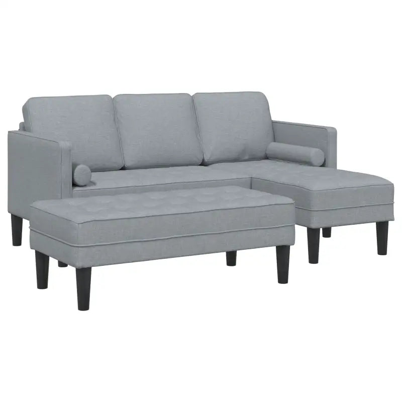 L-vormige sofa set met modulaire ontwerp en lichte grijze stof - Banken