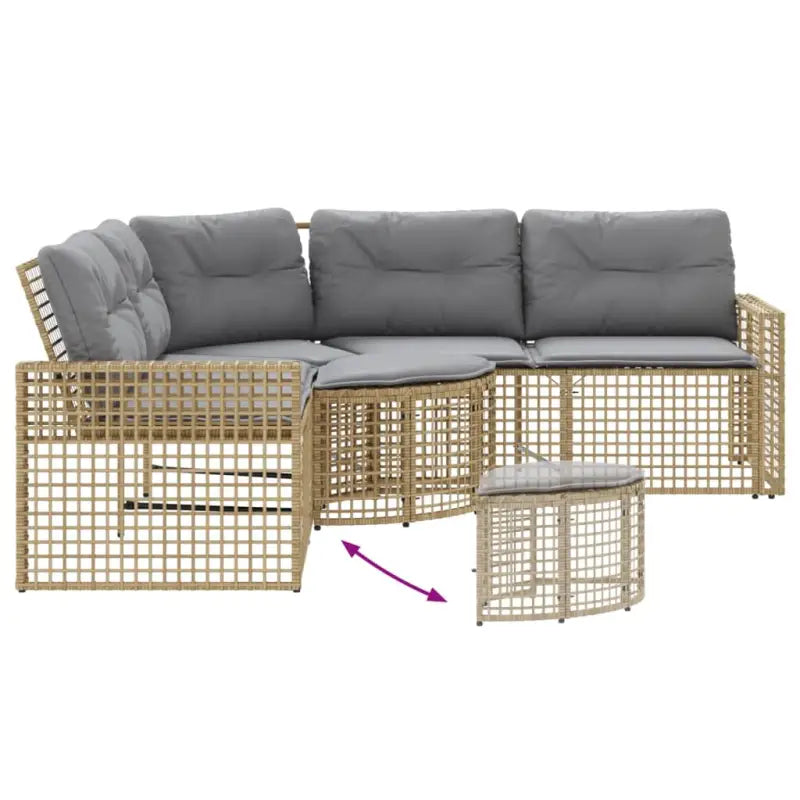 L-vormige tuinbank met poly rattan en wasbare hoes voor buitenplezier - Loungebanken
