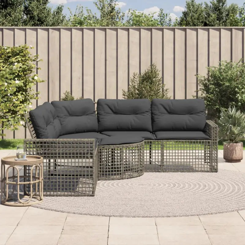 L-vormige tuinbank met poly rattan en wasbare hoes voor buitenplezier - Grijs / 1 - Loungebanken