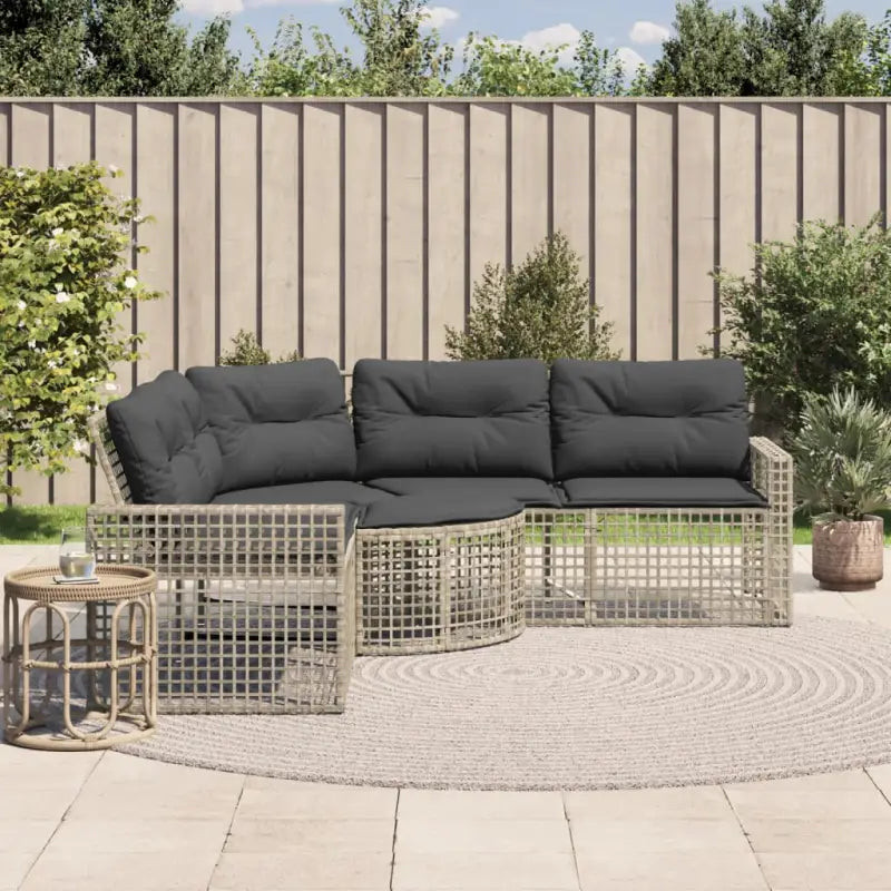 L-vormige tuinbank met poly rattan en wasbare hoes voor buitenplezier - Lichtgrijs / 1 - Loungebanken