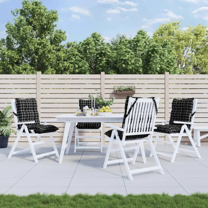 Lage rug stoelkussens van oxford stof voor een frisse buitenruimte - Zwart ruitpatroon / 4 / with 2 elastic straps