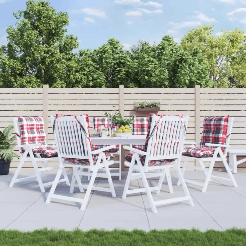 Lage rug stoelkussens van oxford stof voor een frisse buitenruimte - Rood ruitpatroon / 6 / with 2 elastic straps