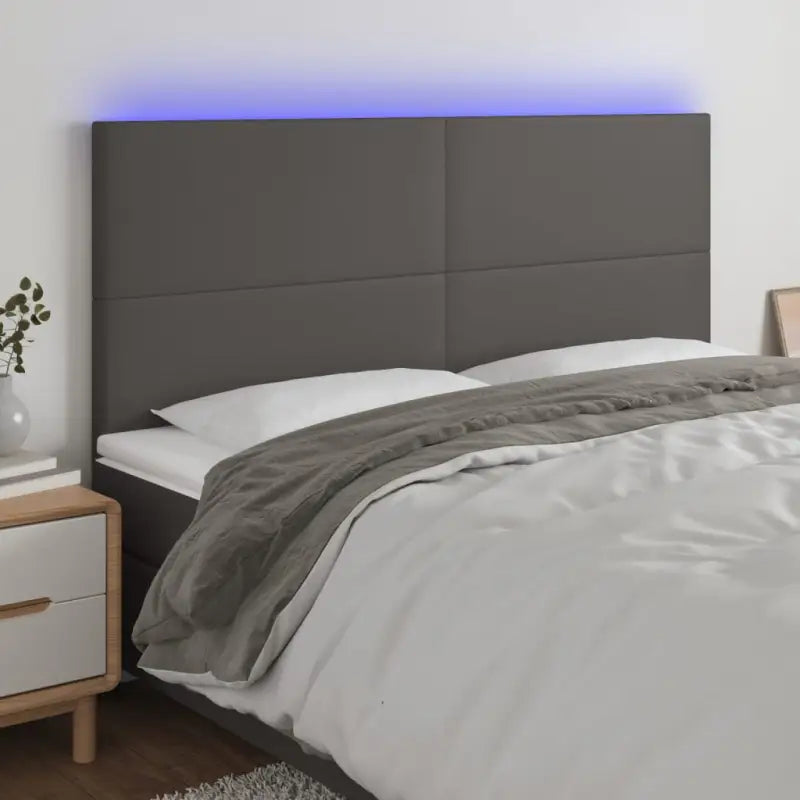 LED Hoofdbord en Voetbord in Kunstleer voor de Slaapkamer - Grijs / 180 x 5 x 118/128 cm / 1 - Hoofdborden en voetborden