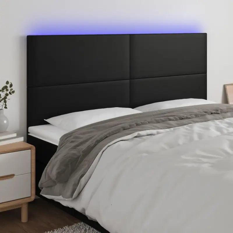 LED Hoofdbord en Voetbord in Kunstleer voor de Slaapkamer - Zwart / 160 x 5 x 118/128 cm / 1 - Hoofdborden en voetborden