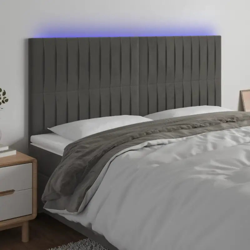 LED Hoofdbord voor een moderne slaapkamer uitstraling - Donkergrijs / 160 x 5 x 118/128 cm / 1 - Hoofdborden