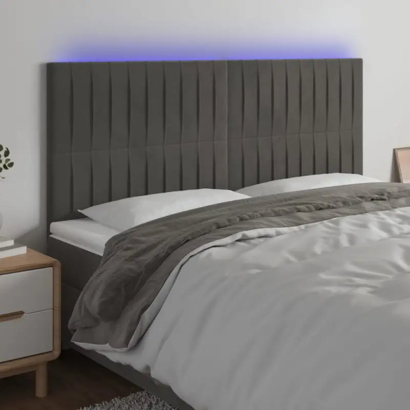 LED Hoofdbord voor een moderne slaapkamer uitstraling - Donkergrijs / 200 x 5 x 118/128 cm / 1 - Hoofdborden