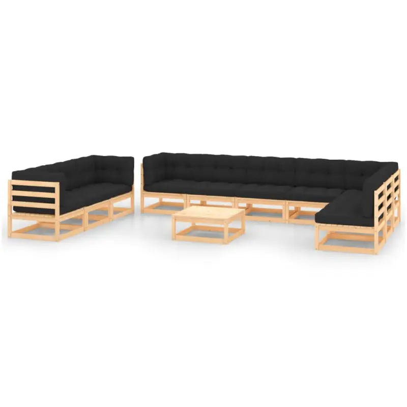 Leren loungeset met tafel en voetenbank voor buiten ontspanning - Naturel en antraciet / Ja - Tuinsets
