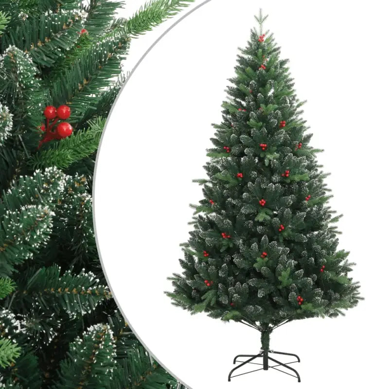 Levensechte kunstkerstboom met rode bessen en automatische takken - 180 cm / 1 / Basis - Kerstbomen