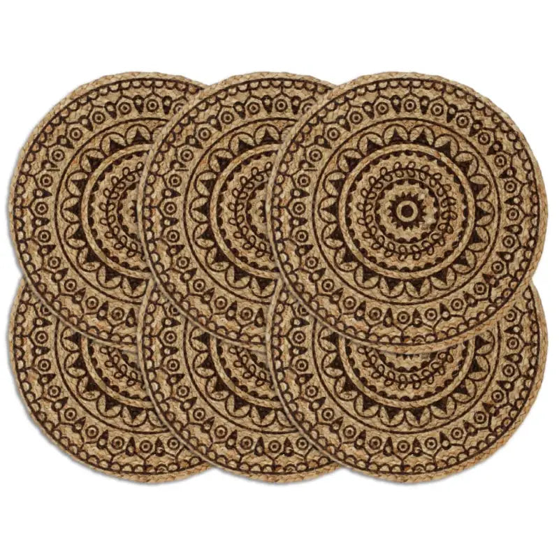 Levering bevat handgeweven jute placemats voor een unieke keukenlook - Donkerbruin / 6 / Jute - Placemats