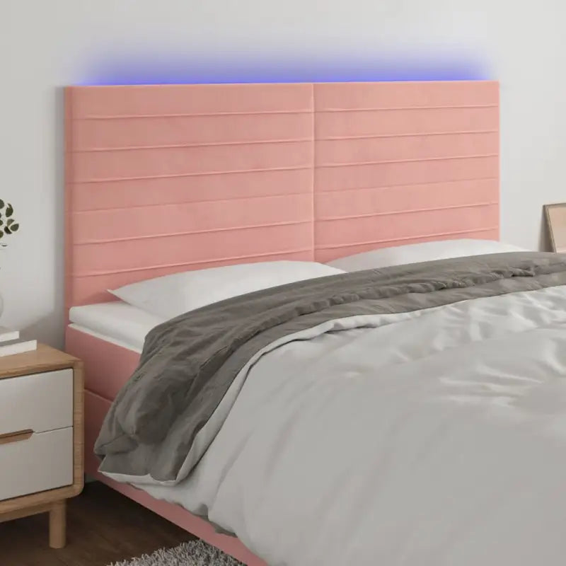 Lichtgevend hoofdbord en voetbord voor een moderne slaapkamer - Roze / 160 x 5 x 118/128 cm / 1 - Hoofdborden