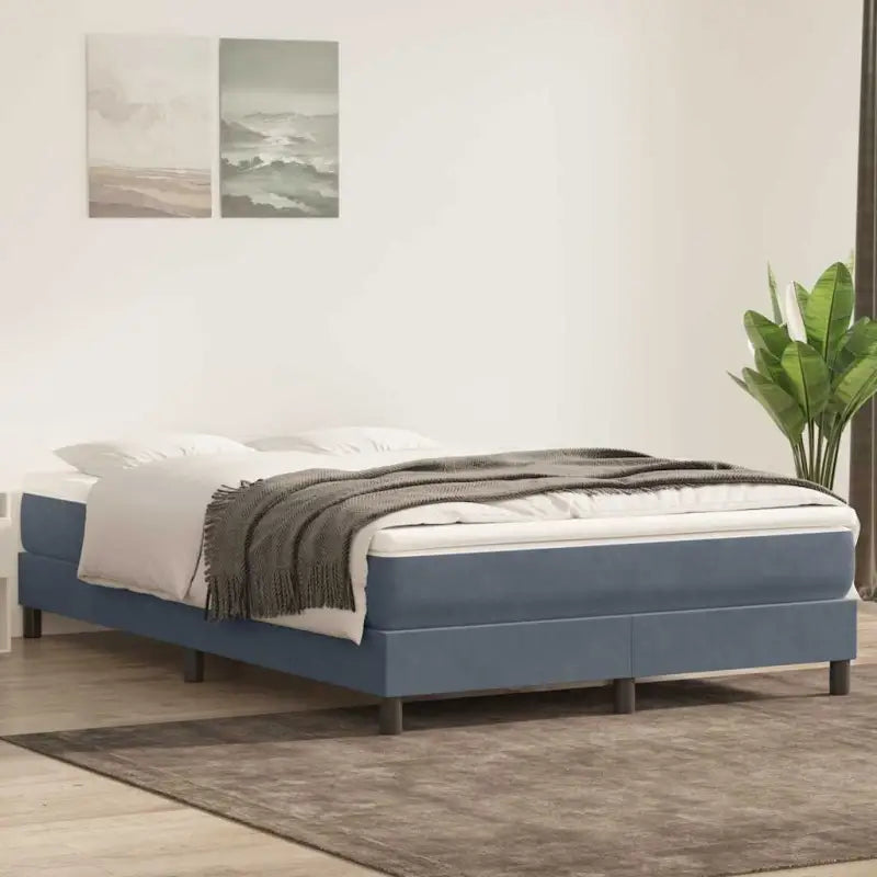 Lichtgrijs bed met multiplex lattenbodem en zacht fluweel materiaal - Donkergrijs / 140 x 220 cm / 25 cm - Bedden &