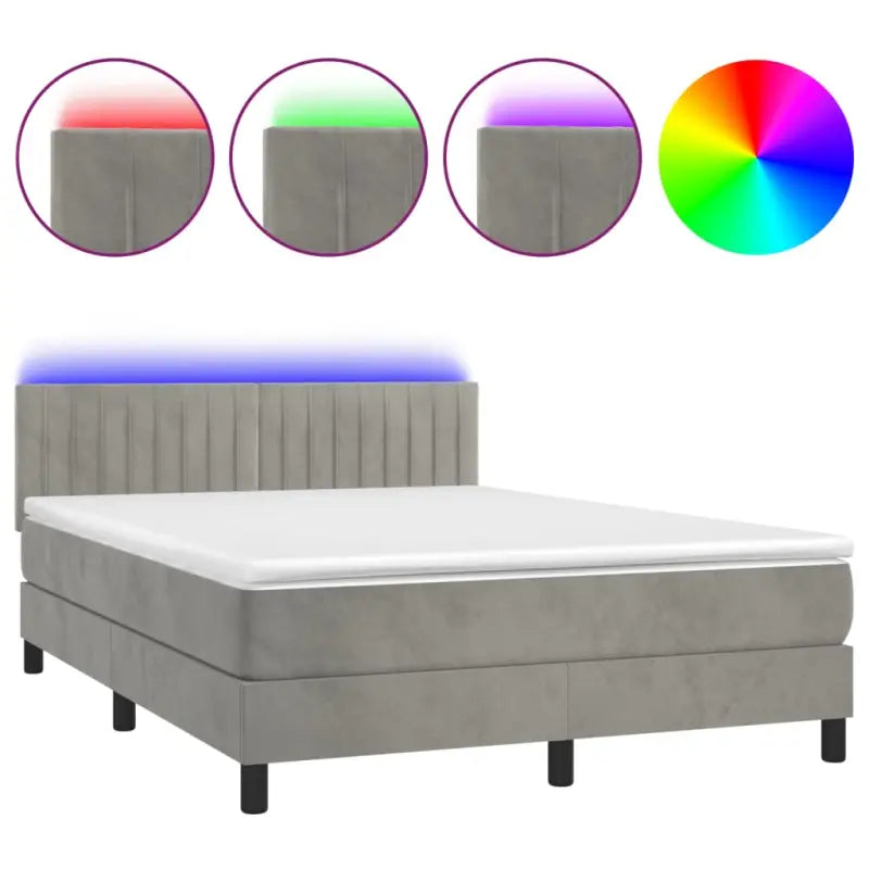 Lichtgrijs boxspring met fluweel materiaal en schuim vulling - Bedden & bedframes