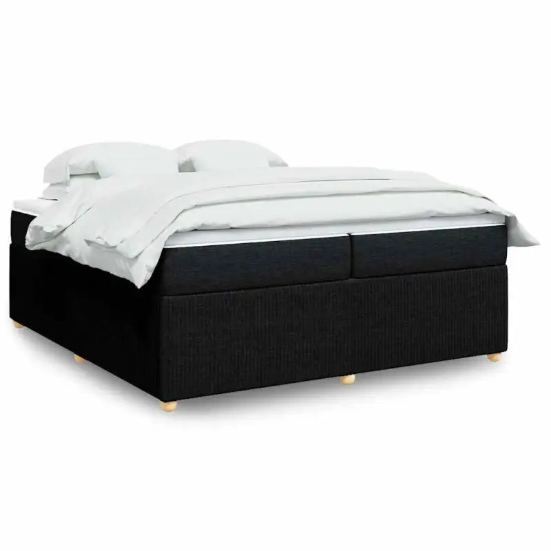 Lichtgrijs boxspringbed met ademend vermogen en duurzaam polyestermateriaal - Zwart / 200 x 200 cm - Bedden & bedframes