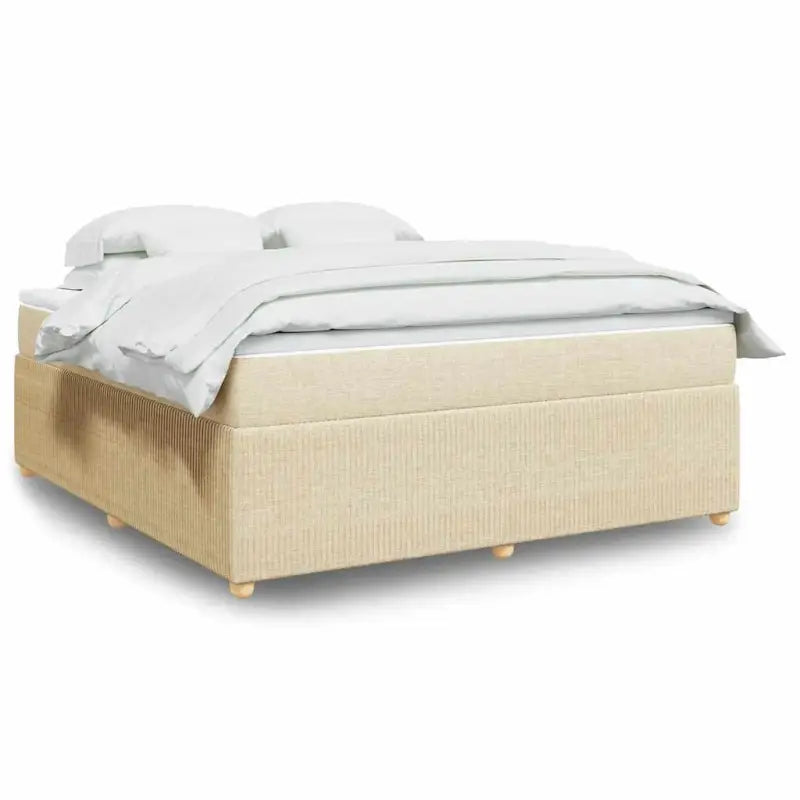 Lichtgrijs boxspringbed met ademend vermogen en duurzaam polyestermateriaal - Crème / 180 x 200 cm - Bedden & bedframes