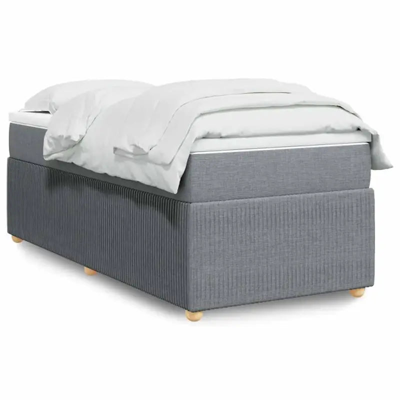 Lichtgrijs boxspringbed met ademend vermogen en duurzaam polyestermateriaal - Lichtgrijs / 90 x 190 cm - Bedden &