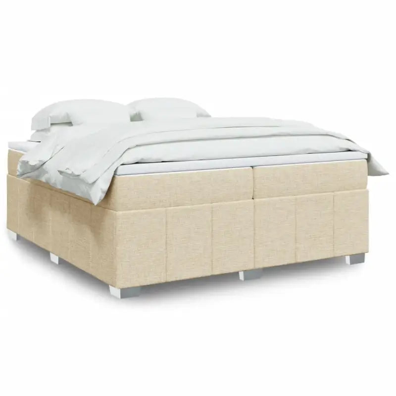 Lichtgrijs boxspringbed met ademend vermogen en duurzame vulling - Crème / 200 x 200 cm - Bedden & bedframes