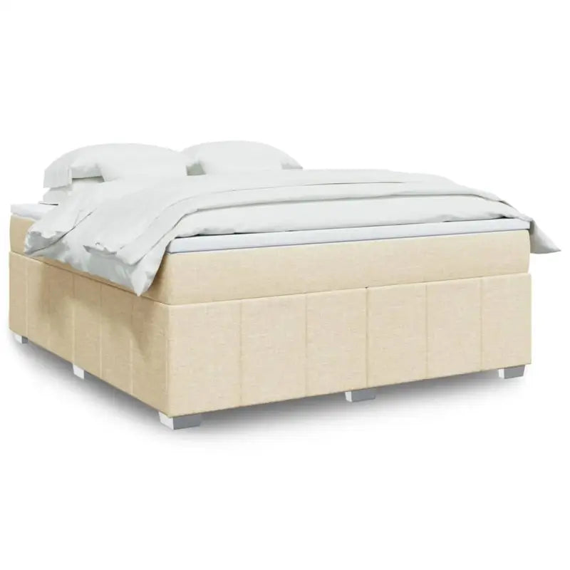 Lichtgrijs boxspringbed met ademend vermogen en duurzame vulling - Crème / 180 x 200 cm - Bedden & bedframes