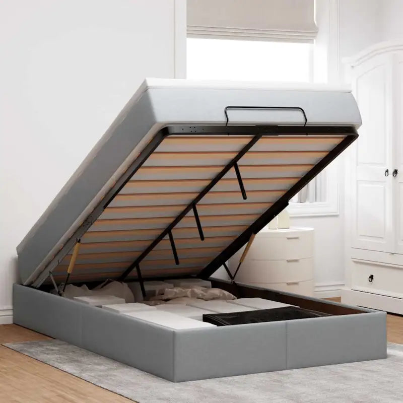 Lichtgrijs Ottomaans Bed met Ruime Opbergruimte en Vulling - Lichtgrijs / 120 x 200 cm - Bedden & bedframes