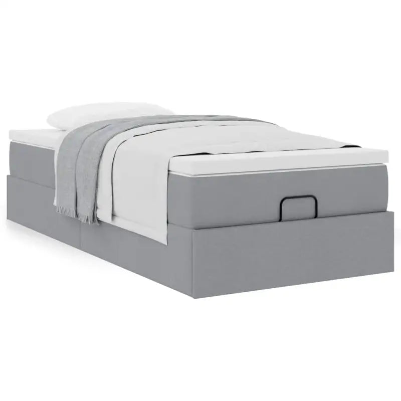 Lichtgrijs Ottomaans Bed met Ruime Opbergruimte en Vulling - Bedden & bedframes
