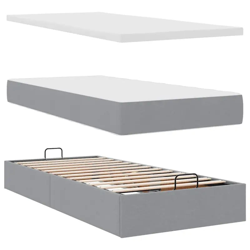 Lichtgrijs Ottomaanse Bed met ruime opbergruimte en comfortabel matras - Bedden & bedframes