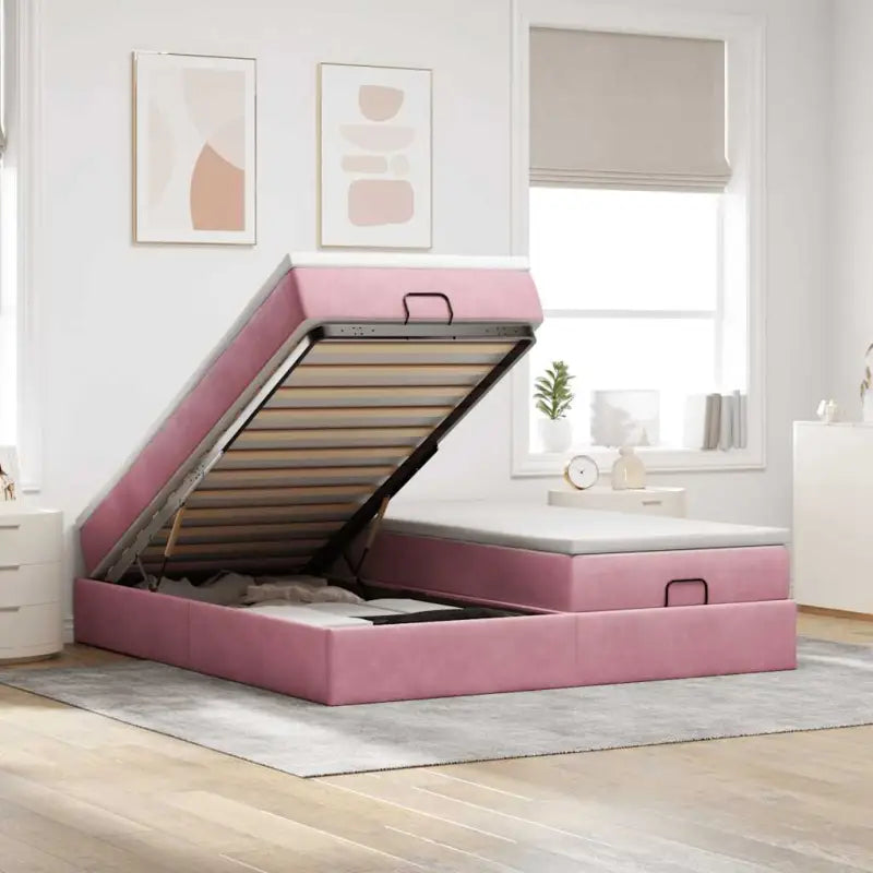 Lichtgrijs Ottomaanse Bed met Ruime Opbergruimte en Comfortabel Vulling - Roze / 180 x 200 cm - Bedden & bedframes