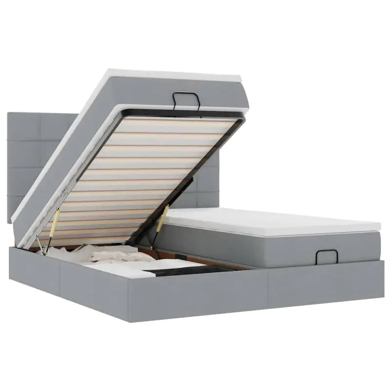 Lichtgrijs Ottomaanse Bed met ruime opbergruimte en comfortabel matras - Bedden & bedframes