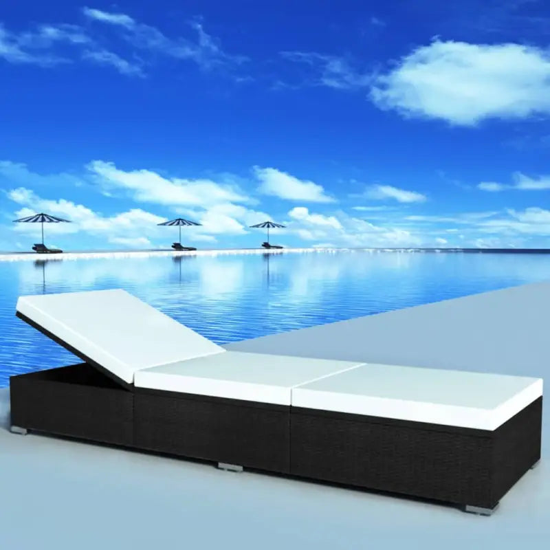 Ligsstoel met poly rattan en gepoedercoat stalen frame voor de tuin - Zwart en wit / 1 / Ja - Ligstoelen