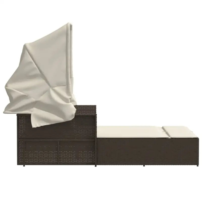 Ligstoel met poly rattan en uitschuifbare luifel voor comfortabele zitervaring - Ligstoelen