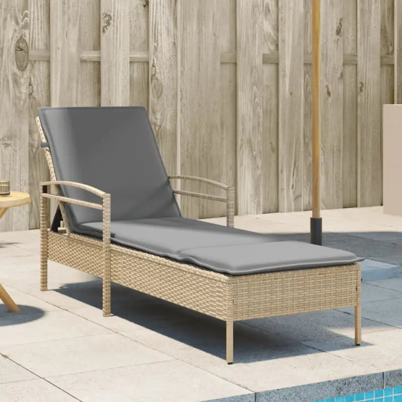 Ligstoel met poly rattan voor een comfortabele zitervaring en wasbare hoes - Beige / 1 - Ligstoelen