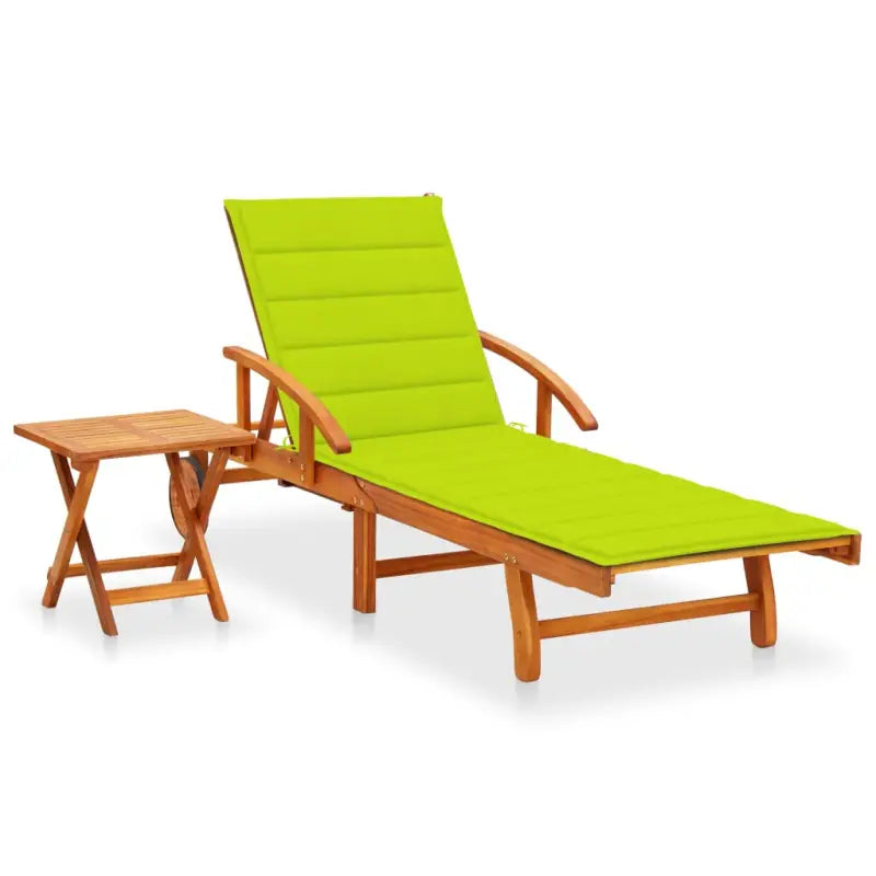 Ligstoel van massief acaciahout voor tuin en terras - Heldergroen / 1 / 1 ligbed met tafel - Ligstoelen
