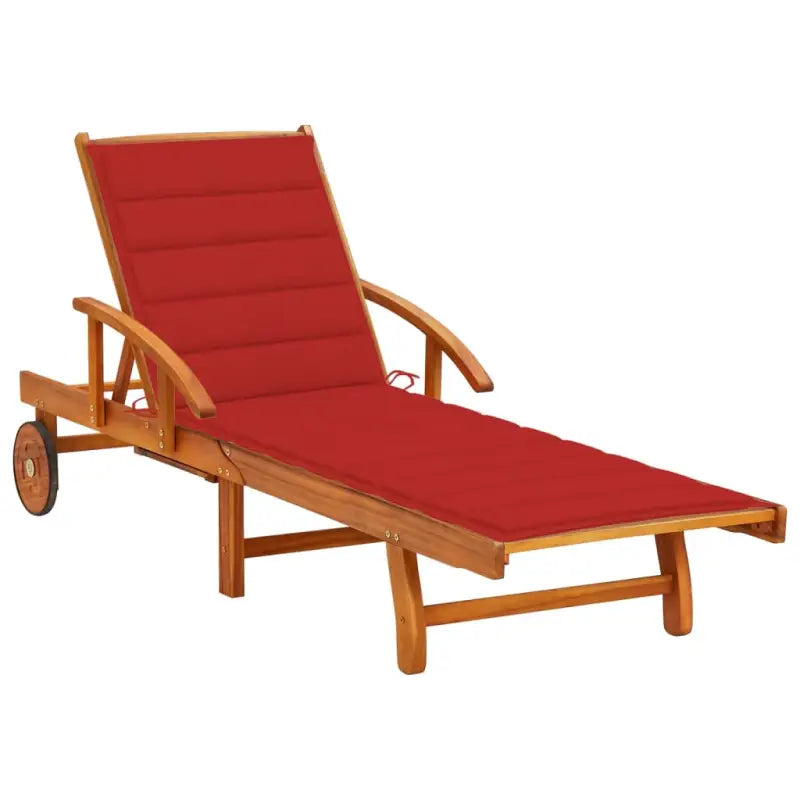 Ligstoel van massief acaciahout voor tuin en terras - Rood / 1 / 1 ligbed - Ligstoelen