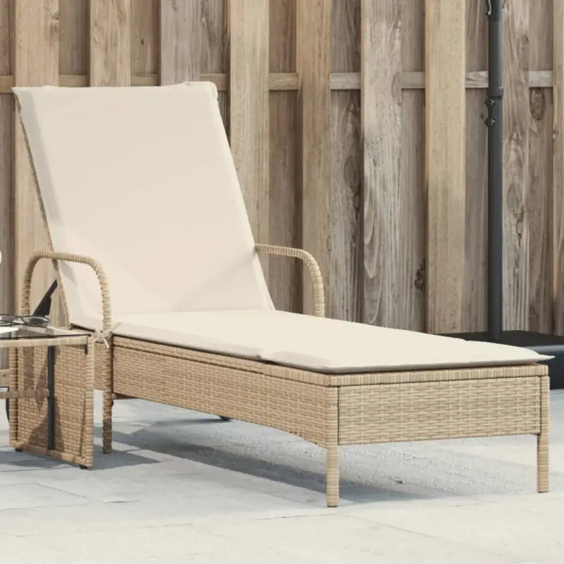 Ligstoel van poly rattan voor een comfortabele zitervaring met wasbare hoes - beige en crèmekleurig / 1 - Ligstoelen