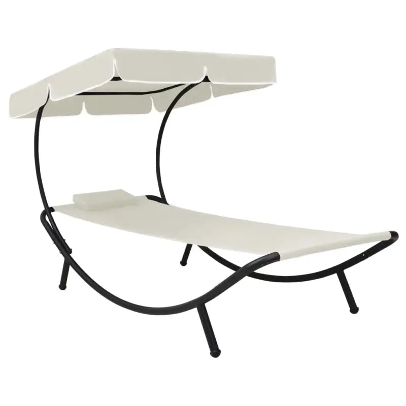 Ligstoelen met grote luifel en Oxford stof voor ultieme ontspanning - Crèmewit / 200 x 90 x 112 cm / 1 - Ligstoelen