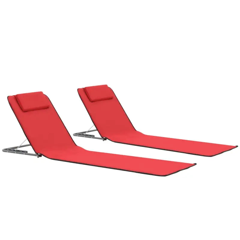 Ligstoelen set met opvouwbare strandmatten voor strand en camping - Rood / 2 - Ligstoelen