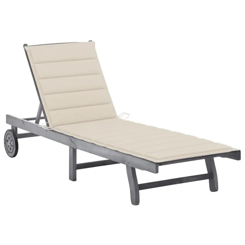 Ligstoelen van massief acaciahout met greywash afwerking voor buiten - Beige / 200 x 63 x 85 cm / 1 - Ligstoelen