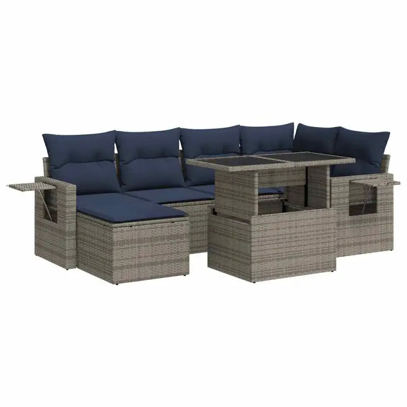 Lounge loungeset in grijs materiaal met waterdichte tas en gepoedercoat staal - Grijs / met opbergruimte - Tuinsets