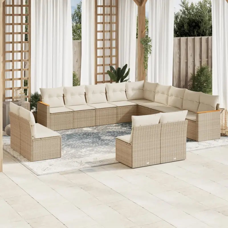 Lounge Loungeset van Gepoedercoat Staal met Beige Material voor Tuin - Beige / Zonder tafel - Tuinsets