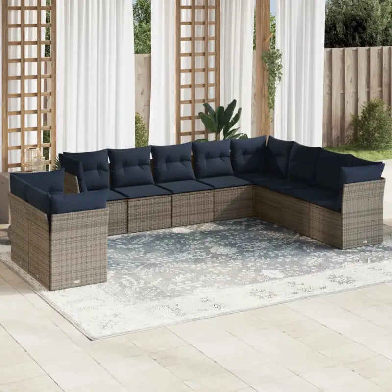 Lounge loungeset van poly rattan met bruin materiaal en gepoedercoat staal - Beige en grijs / Zonder tafel - Tuinsets