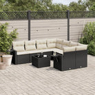 Lounge set in zwart materiaal met gepoedercoat staal en afmetingen - Zwart en crème - Tuinsets