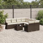 Lounge set in zwart materiaal met gepoedercoat staal en afmetingen - Bruin en crème - Tuinsets