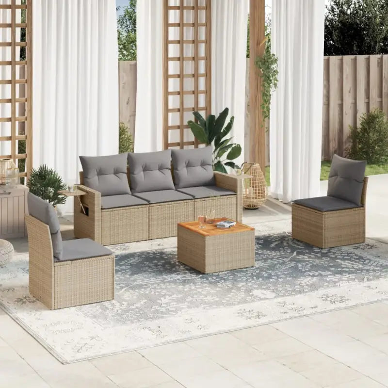 Lounge set in zwart materiaal met gepoedercoat staal en waterdichte tas - Beige en grijs - Tuinsets