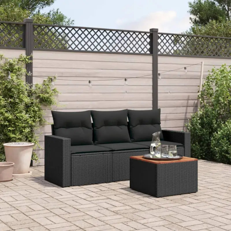 Lounge set in zwart materiaal met waterdichte tas en gepoedercoat staal - Zwart - Tuinsets