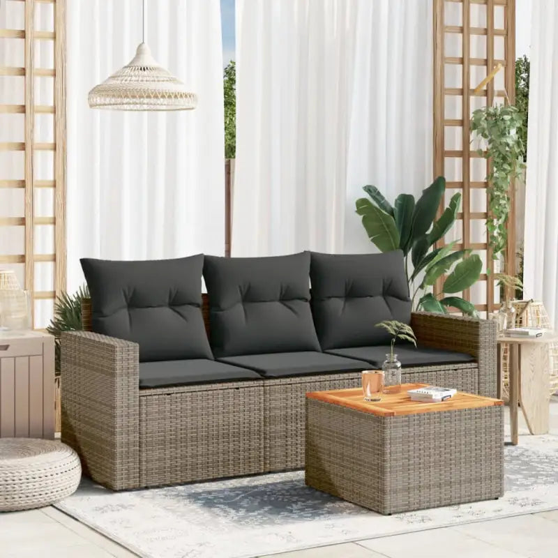 Lounge set in zwart materiaal met waterdichte tas en gepoedercoat staal - grijs en donkergrijs - Tuinsets