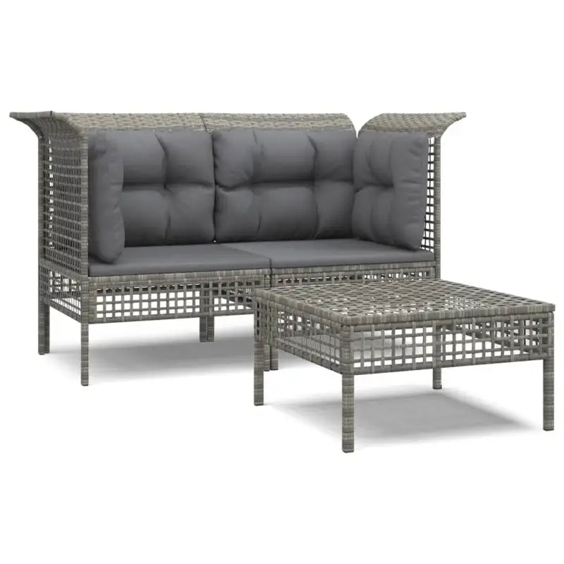 Lounge set van poly rattan met gepoedercoat staal afmetingen in grijs materiaal - Tuinsets