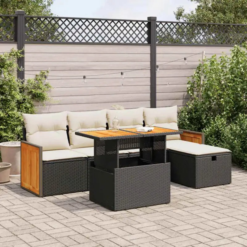 Lounge Tuinset in beige materiaal met gepoedercoat staal afmetingen - Zwart en crème / met opbergruimte - Tuinsets