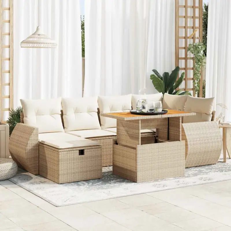 Lounge Tuinset in Beige Materiaal met Waterdichte Tas en Gepoedercoat Staal - Tuinsets
