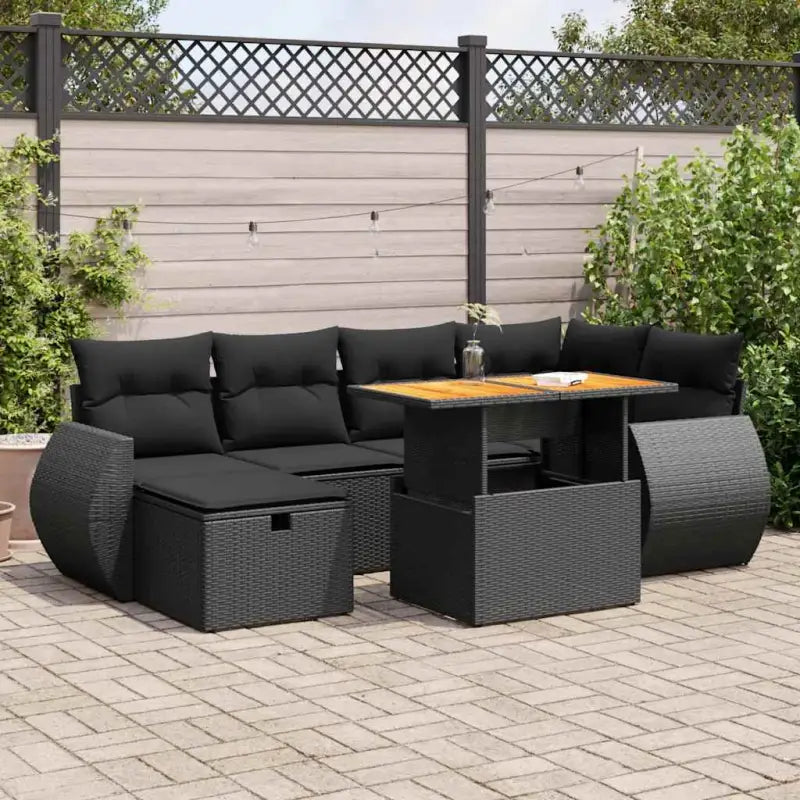 Lounge Tuinset in Beige Materiaal met Waterdichte Tas en Gepoedercoat Staal - Zwart / met opbergruimte - Tuinsets
